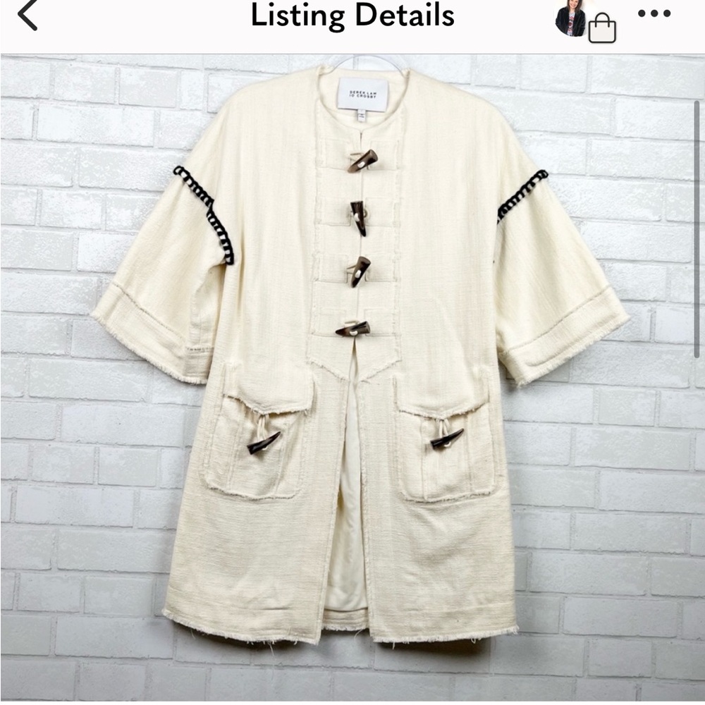 Derek Lam 10 Crosby Cream Textured Cropped Sleeve Jacket Size 2